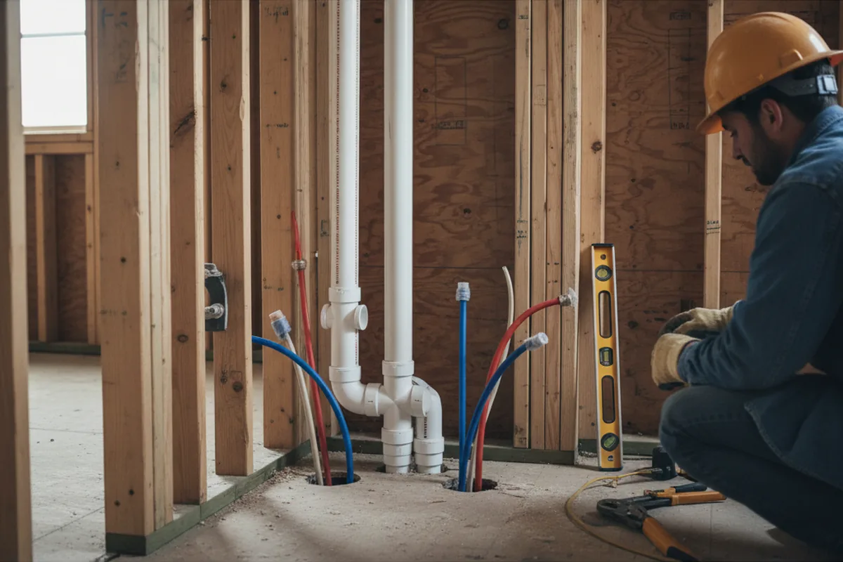 Drain and supply rough-in during Leak Detection in Casco
